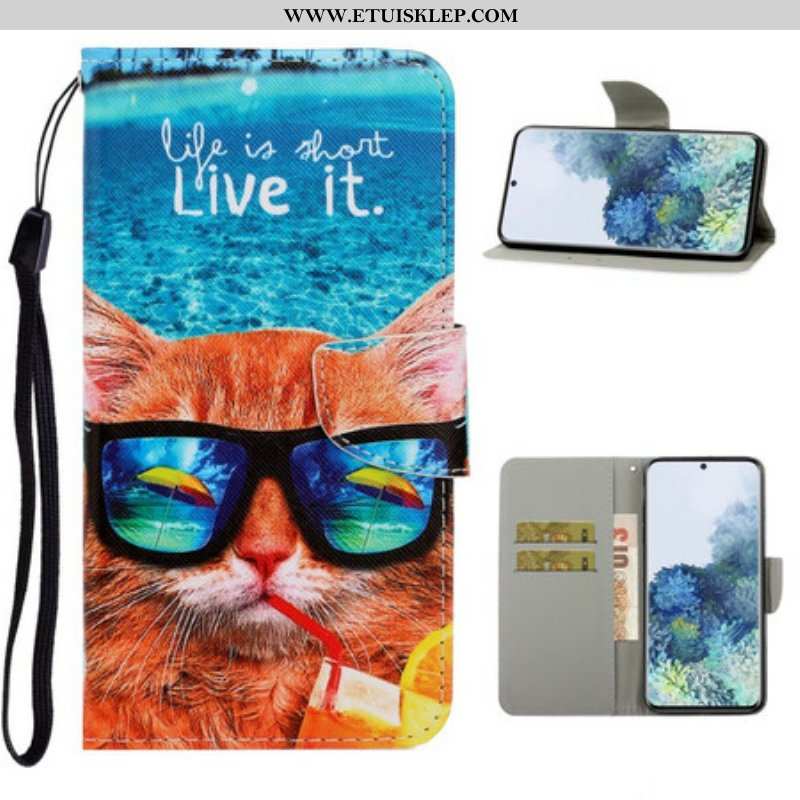 Etui Folio do Samsung Galaxy S21 5G z Łańcuch Cat Live It Strappy